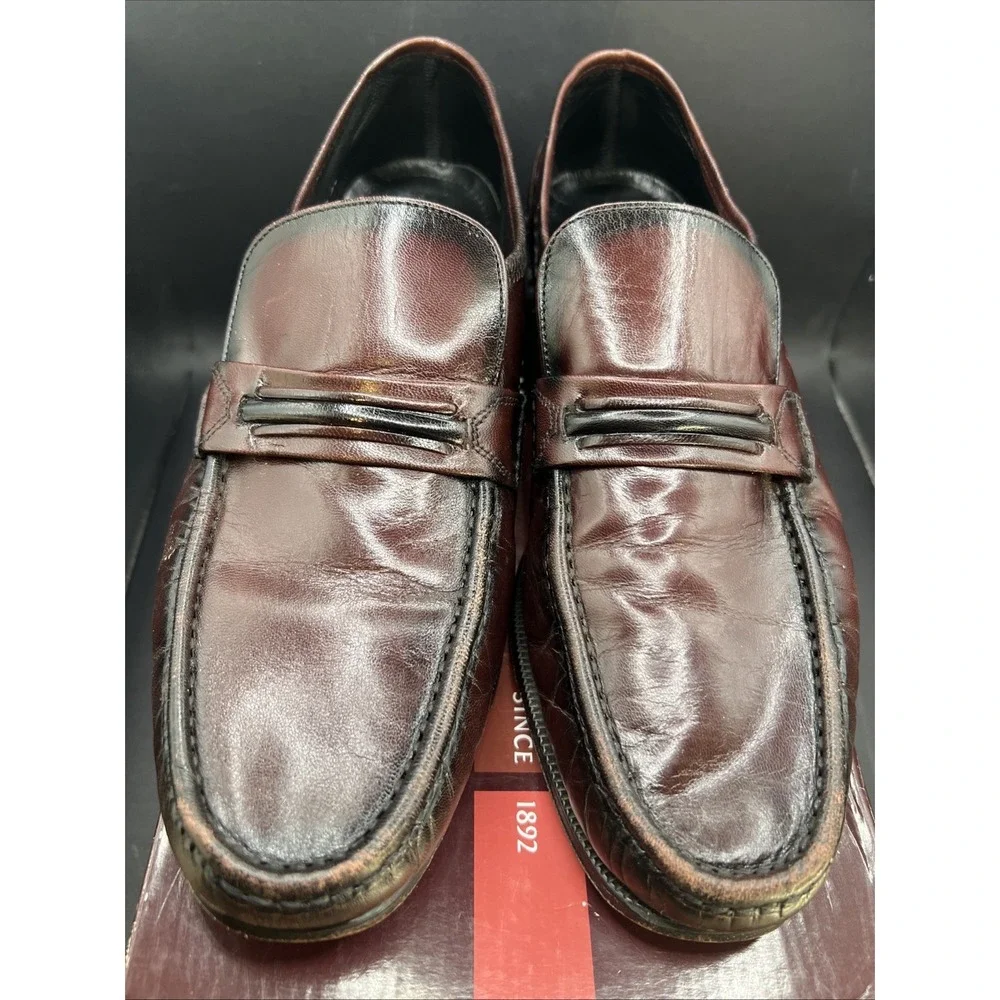 Florsheim Como Strap Loafers Shoes Mens 10 D Black Cherry 17089-18 Leather & Box